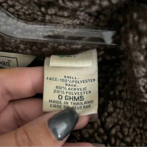 LL Bean Coat Womens Sm Brown 3 Button Faux Suede Sherpa Lined Long Jacket - Picture 4 of 4